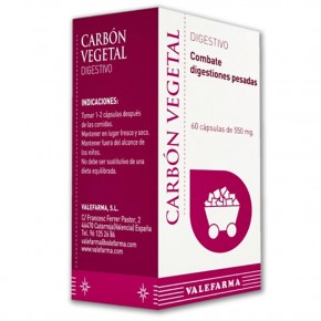 CARBÓN VEGETAL VALEFARMA, DIGESTIONES 60 Cáps. de 550mg.