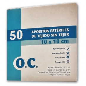 APÓSITOS ESTÉRILES TEJIDO SIN TEJER OC. 50uds.10x10cm.