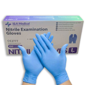 GUANTES DE NITRILO AZUL I&A MEDICAL