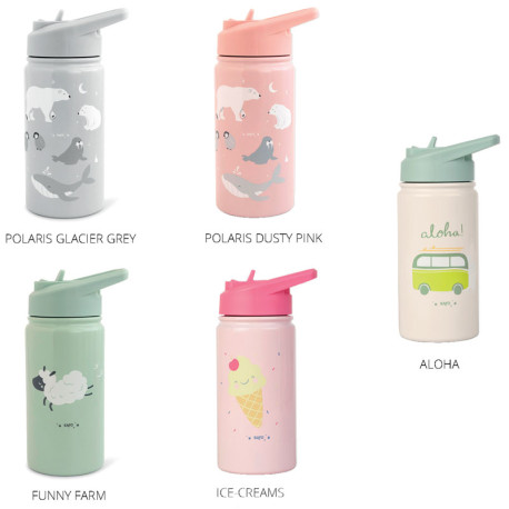 BOTELLA TÉRMICA 350ml. CON PAJITA SARO 5col