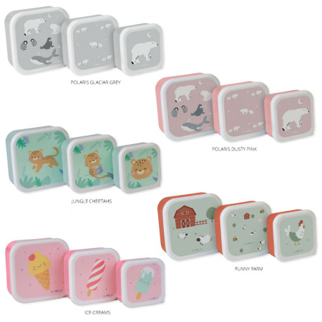 SET 3 CAJITAS DE ALMUERZO SARO 5Col.