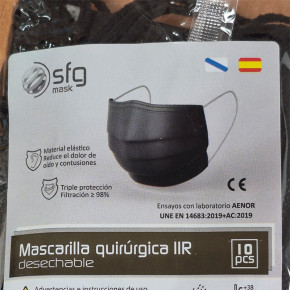 MASCARILLAS QUIRÚRGICAS NEGRAS IIR SGF 10uds.