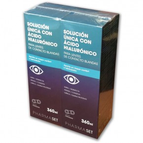 SOLUCIÓN ÚNICA LENTES CONTACTO PHARMASET, 2x360ml.