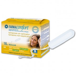 TAMPONES SIN APLIC.ALGOD.ECOL. FARMACONFORT 18uds.Regular CN.162626.4