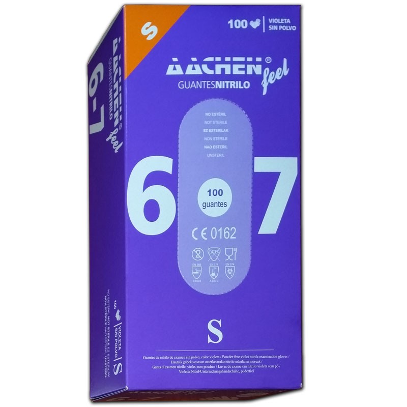 Encogerse de hombros Pesimista Dime GUANTES NITRILO SIN POLVO AACHEN T.S 8,1-9cm.100uds.