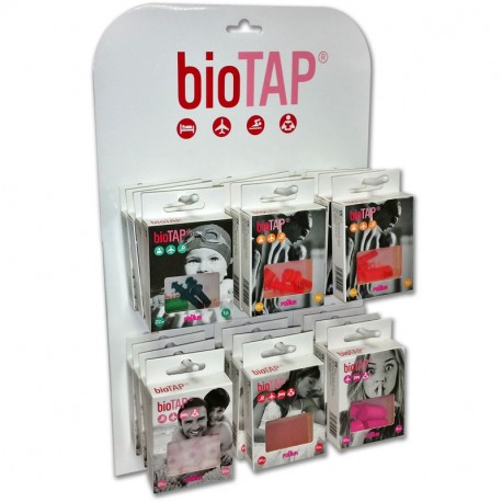 EXPOSITOR TAPONES PROTECTORES OÍDOS BIOTAP, KIT 24cajas