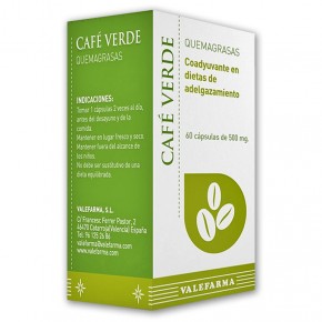 CAFÉ VERDE QUEMAGRASAS VALEFARMA, 60 Cáps. de 560mg..