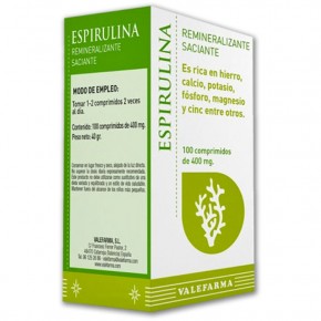 ESPIRULINA REMINERALIZANTE VALEFARMA, 100 Comp. 400mg.