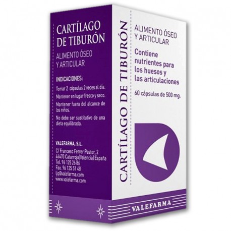 CARTILAGO DE TIBURÓN ÓSEO-ARTIC. VALEFARMA 60 Cáps. 500mg.