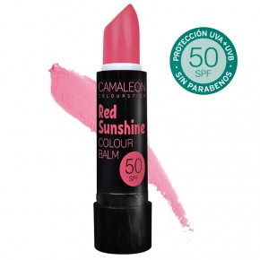 BÁLSAMO LABIAL CAMALEÓN, Color Sol Rojo SPF50, 4g.