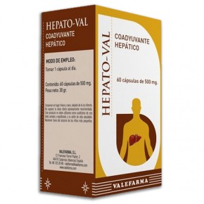 HEPATO-VAL COADYUVANTE HEPÁTICO VALEFARMA, 60 Cápsulas 500mg.