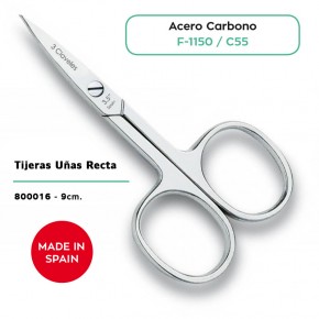 TIJERA UÑAS RECTA AC. CARBONO 3CLAV. 9cm