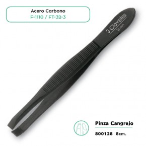 PINZA DEPIL. CANGR. NEGRA AC.CARBONO 3CLAV.8cm