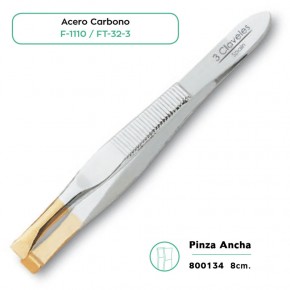 PINZA DEPIL. ANCHA P.ORO AC.CARBONO 3CLAV.8cm