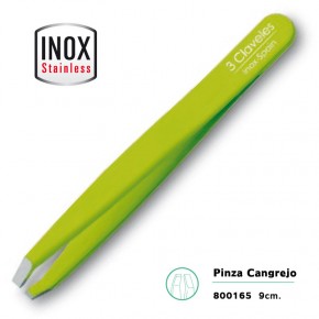 PINZA DEPILAR CANGREJO VERDE INOX 3CLAV. 9cm