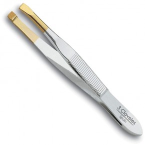 PINZA DEPIL. RECTA P.ORO AC.CARBONO 3CLAV.8cm