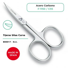 TIJERA UÑAS CURVA AC. CARBONO 3CLAV. 9cm