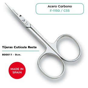 TIJERA CUTÍCULA RECTA AC. CARBONO 3CLAV. 9cm