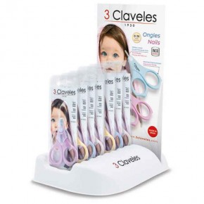 EXP. 12 TIJERAS UÑAS BEBÉ 3CLAV. 4COLORES 7,5cm