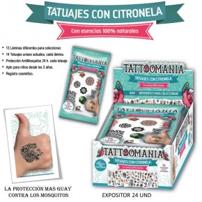 TATUAJES CON CITRONELA LÁMINA 14uds. TATTOMANÍA