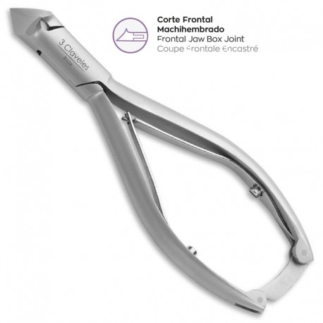 ALICATE PEDICURO CORTE FRONTAL INOX 3CLAV. 14cm