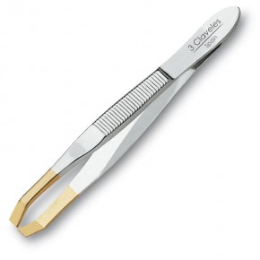 PINZA DEPIL. CANGR. P.ORO AC.CARBONO 3CLAV.8cm