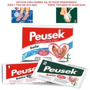 PEUSEK BAÑO DESODORANTE PIES 2 SOBRES x10g.