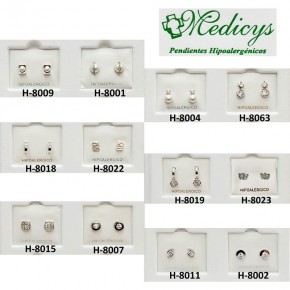 PENDIENTES HIPOALERGÉNICOS H-8000, 12 Modelos